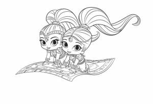 Раскраски Джафар, Раскраска Джин и джафар ковер самолет