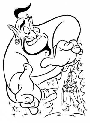 Раскраски джин, Раскраска Джин и джафар ковер самолет