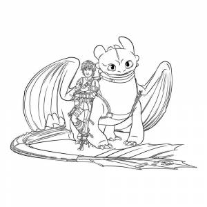 Раскраска Иккинг и Ночная Фурия