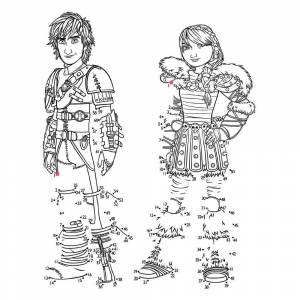 Раскраска Астрид и Иккинг