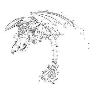 Раскраска Иккинг и Беззубик по точкам