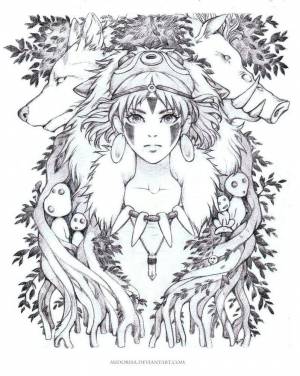 Картинки по запросу mononoke white black