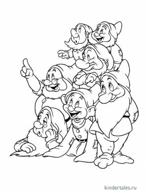 Семь гномов» раскраска для детей