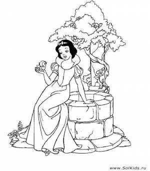 Раскраска Белоснежка и семь гномов для девочек   формат а4 для детей