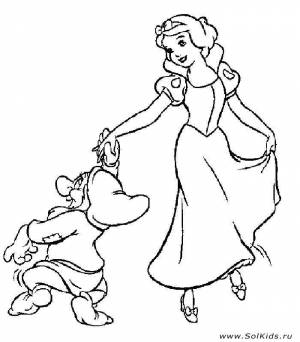 Раскраска Белоснежка и семь гномов для девочек   формат а4 для детей