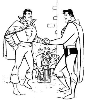 Раскраска Шазам и Бэтмен поймали вора