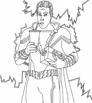 Раскраска Улыбающийся Шазам