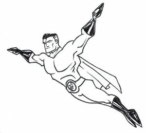 Flying Superhero Drawing Sketch Coloring Page