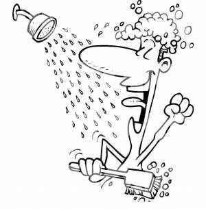 Раскраски Раскраска Мужчина купается в душе
