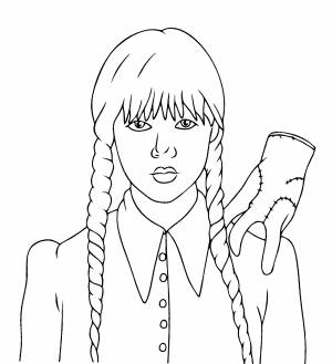 Раскраска Вещь на плече у Уэнсдей