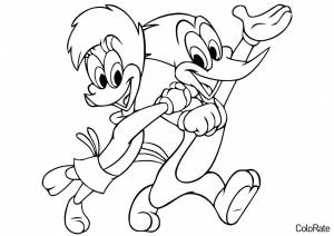 Раскраска Вуди с девушкой