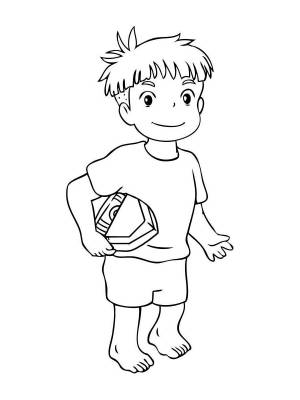 Раскраски Рыбка Поньо на утёсе