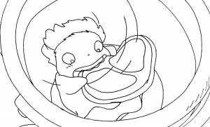 Раскраски рыбка поньо на утесе