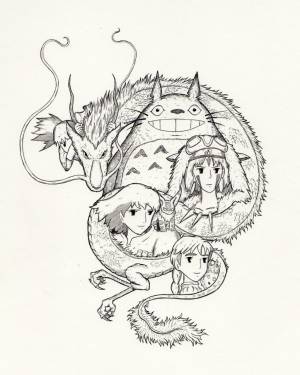 Раскраска хаяо миядзаки