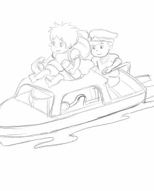 Раскраски рыбка поньо на утесе