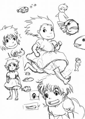 DataLife Engine > Версия для печати > Раскраски рыбка поньо на утесе