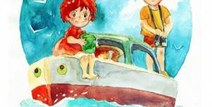 Рыбка Поньо на утесе