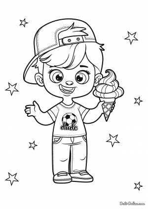 Раскраска Мальчик с мороженым