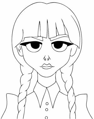 Раскраска Безразличная Уэнсдей