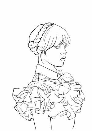 Раскраска Уэнсдей в праздничном наряде