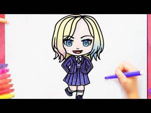 How to draw ENID from wednesday addams