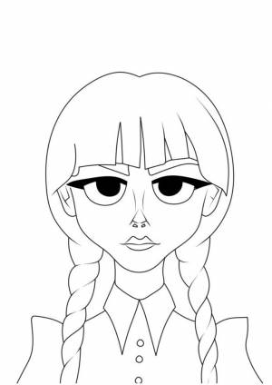 Раскраска Мультяшная Уэнсдей Аддамс