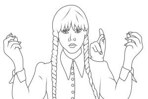 Раскраски Уэнсдей из сериала 2022