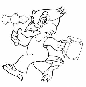 Раскраска Дятел с молоточком