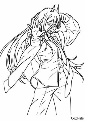 Раскраска Пауэр из аниме Человек-бензопила