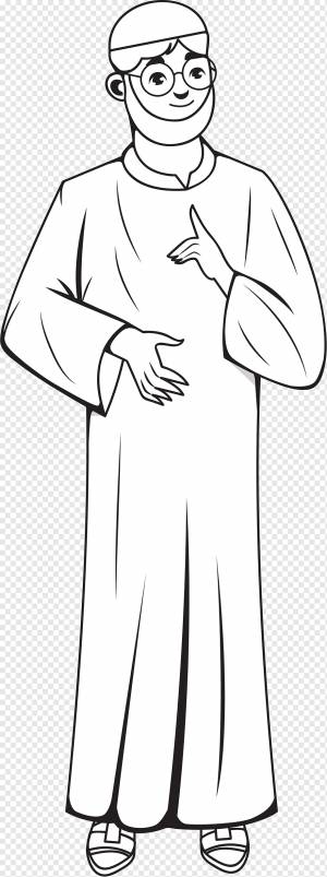 исламский человек значок черный белый эскиз персонажа из мультфильма, png