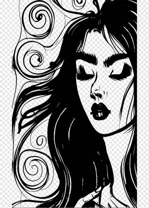женщина, волосы, портрет, человек, молодая женщина, Женский портрет, черное и белое, Рисование, Изобразительное искусство, Эскиз, png
