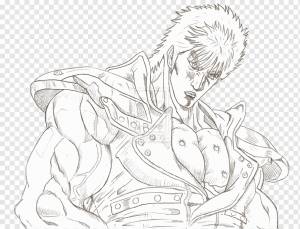 Kenshiro Line art Рисование Раскраска Эскиз, Аниме, манга, монохромный, человек png