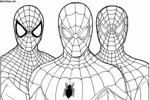 Раскраска 3 Человека-Паука