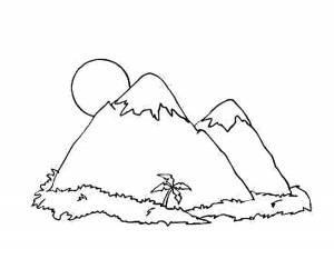 Раскраски Горы, Раскраска Горы в тропиках Природа