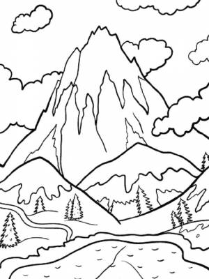 Раскраска Горы  картинку онлайн