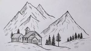 Как нарисовать горы карандашом и красками