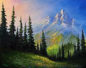 Горы и лес рисунок