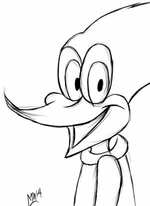 Дятел Вуди для срисовки