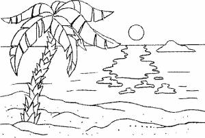 Раскраска море и пляж