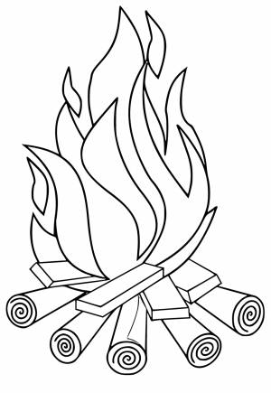 Раскраска Огонь Дрова