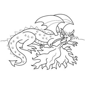 Раскраски Раскраска Дракон выпускает огонь Огонь Огонь