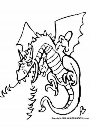 Раскраски дракон с огнем