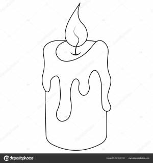 Свеча Скетч Атрибут Магии  Иллюстрация Раскраска Детей Контур Изолированном Векторное изображение ©GebbiMur 421849740