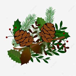 листья и сосновые шишки зимние украшения PNG , сосновые ветки, Зеленые листья, коричневые листья PNG картинки и пнг рисунок для й загрузки
