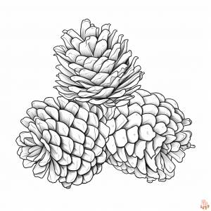 Раскраски из сосновой шишки для печати  для детей и взрослых