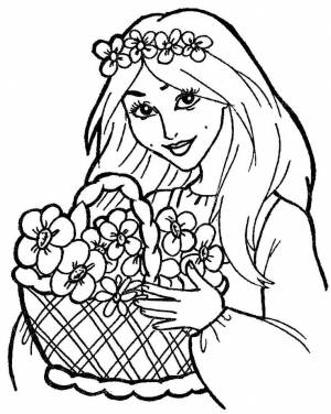 Девочка с корзинкой цветов