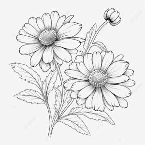 Раскраска весенний цветок иллюстрация цветок белой ромашки PNG , весна, цветок, цветочный PNG рисунок для й загрузки