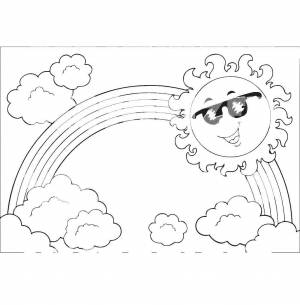 Раскраски Раскраска Солнце и радуга Радуга, Download print coloring page