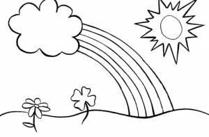 Раскраски Раскраска Солнце и радуга Радуга, Download print coloring page