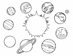 Раскраски Раскраска Солнце и планеты космос, Download print coloring page
